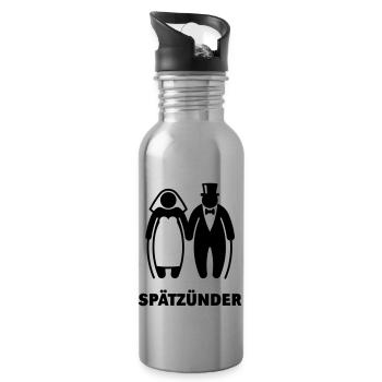 Spätzünder (Älteres Brautpaar / Hochzeit) - Trinkflasche mit integriertem Trinkhalm - Lightsilver - Rechts