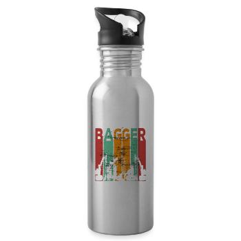 Bagger Baustelle Baumaschine Geschenk · Farben - Trinkflasche mit integriertem Trinkhalm - Lightsilver - Rechts