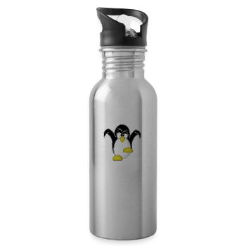 Tux Linux Pinguin Sudo Rm Rf | Computerfreak Hacke - Trinkflasche mit integriertem Trinkhalm - Lightsilver - Rechts