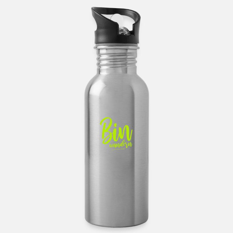 Bin wandern Wanderer Berge - Trinkflasche mit integriertem Trinkhalm - Lightsilver