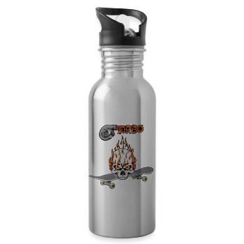 Skateboard Turbo Youth Skater Skull - Water bottle with straw - silver - Right
