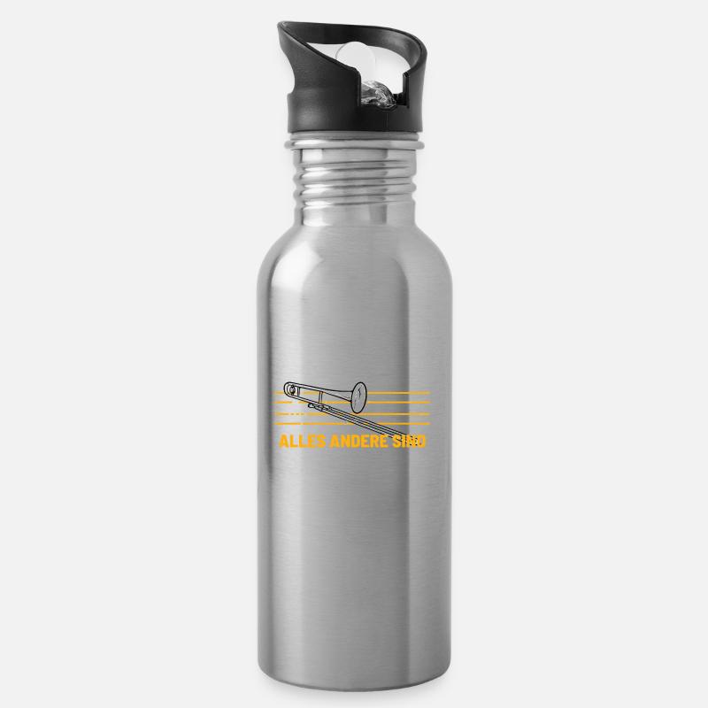 Posaune Posaunist - Trinkflasche mit integriertem Trinkhalm - Lightsilver