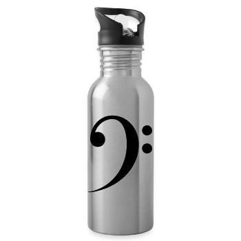 Bass clef - Water bottle with straw - silver - Right