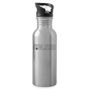 Polizei Hintern Popo Po zilei Polizei - Trinkflasche mit integriertem Trinkhalm - Lightsilver - Rechts
