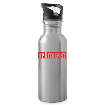 Spätschicht Spätdienst Schichtarbeit Geschenk - Trinkflasche mit integriertem Trinkhalm - Lightsilver - Rechts