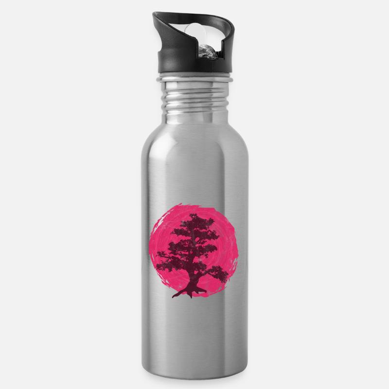 Bonsai Tree Baum Aufgehende Sonne Japan Geschenk - Trinkflasche mit integriertem Trinkhalm - Lightsilver