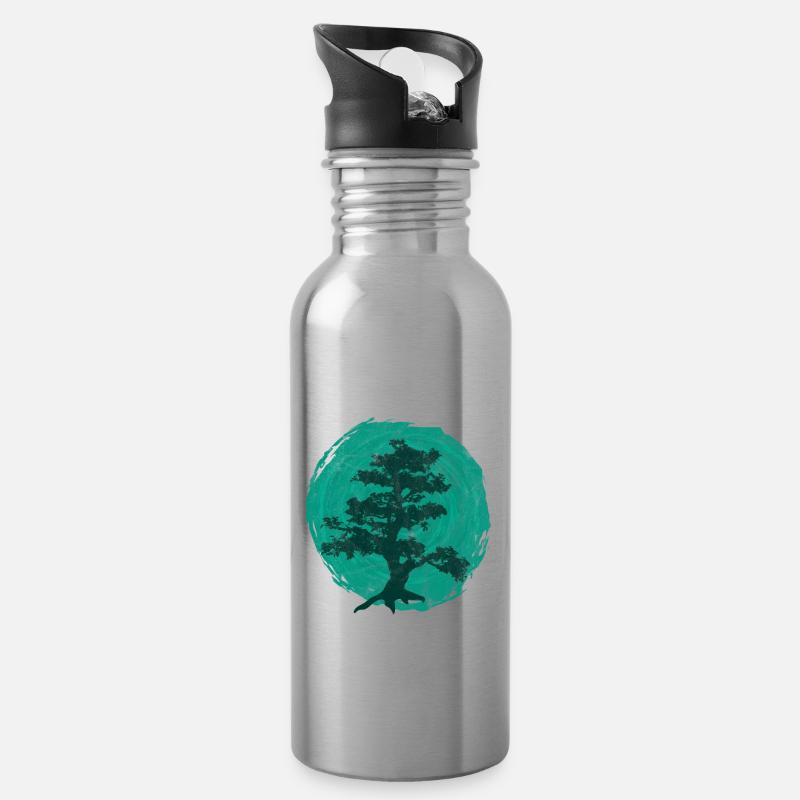 Bonsai Tree Baum Aufgehende Sonne Japan Geschenk - Trinkflasche mit integriertem Trinkhalm - Lightsilver