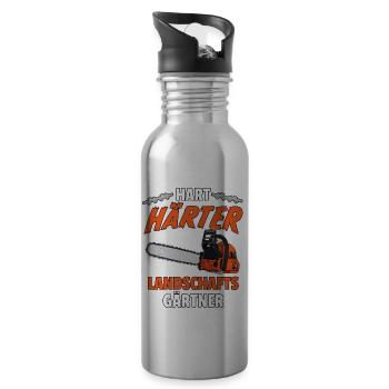 Hart Harter Landschaftsgärtner Geschenke - Trinkflasche mit integriertem Trinkhalm - Lightsilver - Rechts