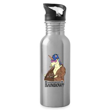 Wanna buy a ... rainbow? - Water bottle with straw - silver - Right