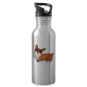 Cooler Corgi - Trinkflasche mit integriertem Trinkhalm - Lightsilver - Rechts