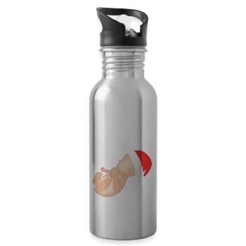 Christmas Pregnant Pregnancy Baby Belly - Water bottle with straw - silver - Right