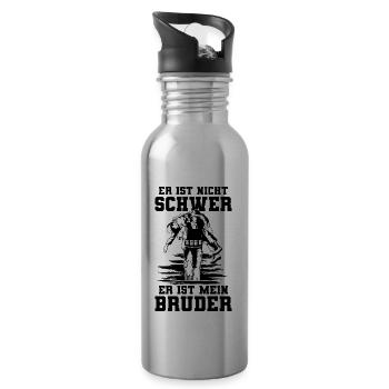 Soldat Bundeswehr - Er ist mein Bruder - Trinkflasche mit integriertem Trinkhalm - Lightsilver - Rechts