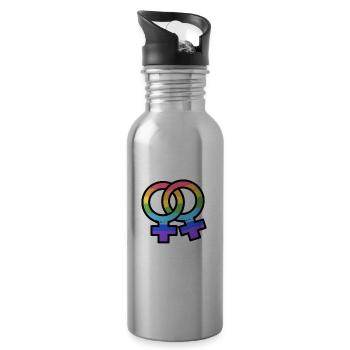LGBT flag lesbian pride - Water bottle with straw - silver - Right