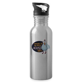 Zu hause ist wo meine Hühner sind Hühner Flüsterer - Trinkflasche mit integriertem Trinkhalm - Lightsilver - Rechts