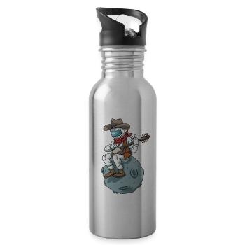 Banjo cadeau astronaute musique country cowboy - Gourde avec paille intégrée - argent clair - Droite