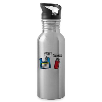 Je suis votre père Humour sur clé USB Dsikette - Gourde avec paille intégrée - argent clair - Droite