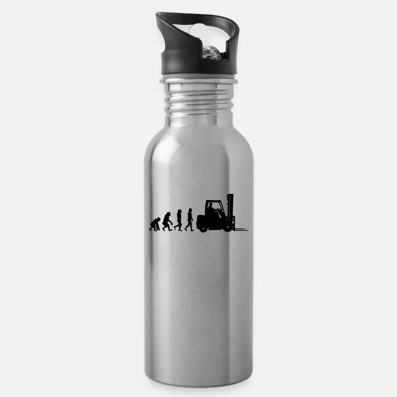 Evolution Staplerfahrer - Trinkflasche mit integriertem Trinkhalm - Lightsilver