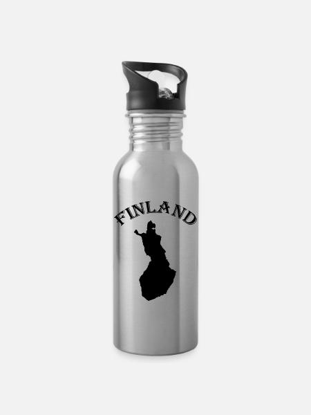 finland - Trinkflasche mit integriertem Trinkhalm - Lightsilver