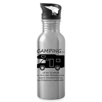 Camping ist... - Trinkflasche mit integriertem Trinkhalm - Lightsilver - Rechts