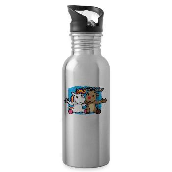 Amitié de renne licorne - Gourde avec paille intégrée - argent clair - Droite