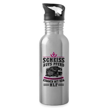 Feuerwehrfrau - Trinkflasche mit integriertem Trinkhalm - Lightsilver - Rechts
