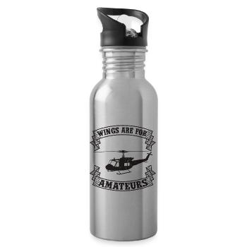 Helicopter pilot - Water bottle with straw - silver - Right