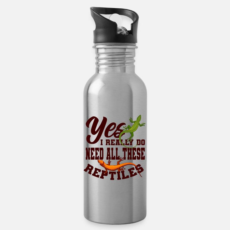 reptiles - Water bottle with straw - silver