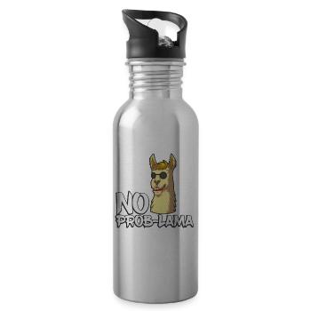 No Prob Lama - Lama mit Sonnenbrille - Trinkflasche mit integriertem Trinkhalm - Lightsilver - Rechts