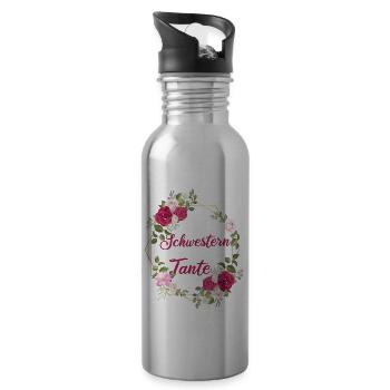 Schwanger Schwangerschaft Tante Schwester Geschenk - Trinkflasche mit integriertem Trinkhalm - Lightsilver - Rechts