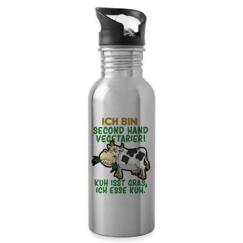 SECOND HAND VEGETARIER FLEISCHESSER HUMOR - Trinkflasche mit integriertem Trinkhalm - Lightsilver - Rechts