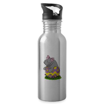 Happy Easter Manatee Gift Manatee - Water bottle with straw - silver - Right