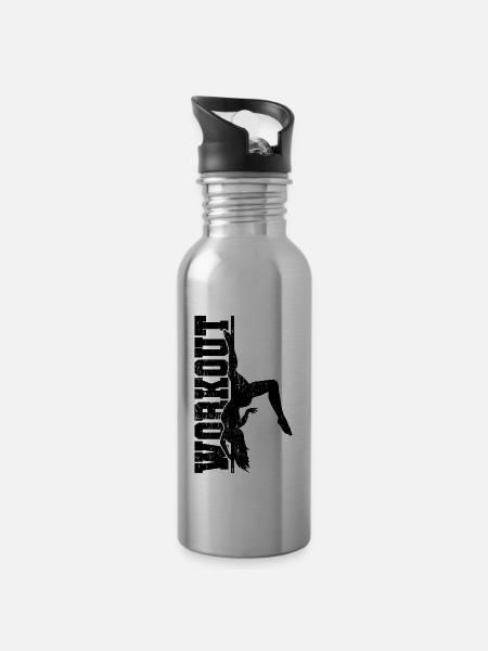 Pole Dance - Trinkflasche mit integriertem Trinkhalm - Lightsilver