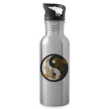 KOI CARP FISH DESIGN FOR KOI LOVERS - Water bottle with straw - silver - Right