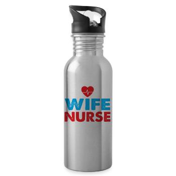 Mom wife nurse - Trinkflasche mit integriertem Trinkhalm - Lightsilver - Rechts