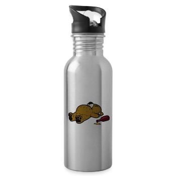 Drunk bear - Water bottle with straw - silver - Right