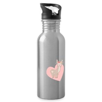 Team Braut Alpaca Lama Alpaka JGA Party Geschenk - Trinkflasche mit integriertem Trinkhalm - Lightsilver - Rechts