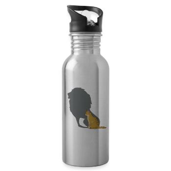 Cat shadow lion shadow play kitten - Water bottle with straw - silver - Right