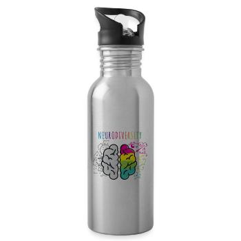 Embrace Neurodiversity Funny saying autism - Water bottle with straw - silver - Right
