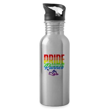 Pride Runner gay lesbian t-shirt - Water bottle with straw - silver - Right