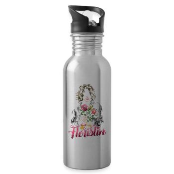 Blumenladen Blumen Floristin - Trinkflasche mit integriertem Trinkhalm - Lightsilver - Rechts