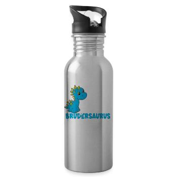 Großer Bruder 2021 Dino Dinosaurier - Trinkflasche mit integriertem Trinkhalm - Lightsilver - Rechts