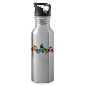Hühner-Flüsterer Hühner Huhn Landwirt - Trinkflasche mit integriertem Trinkhalm - Lightsilver - Rechts