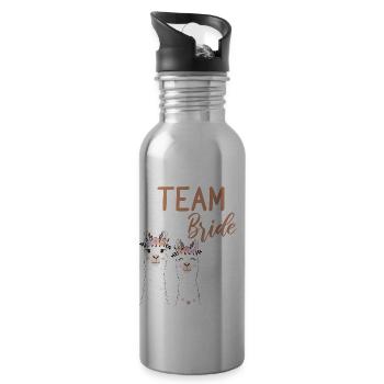 Team Bride Bride Alpaga Llama JGA Bachelorette - Gourde avec paille intégrée - argent clair - Droite