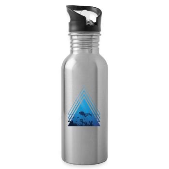 Ozean - Taucher schwimmt mit Fischen, Dreieck - Trinkflasche mit integriertem Trinkhalm - Lightsilver - Rechts
