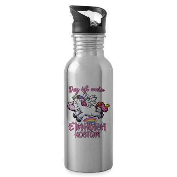 Das ist mein Einhorn Kostüm - Trinkflasche mit integriertem Trinkhalm - Lightsilver - Rechts