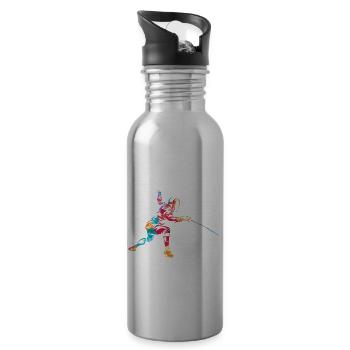 Fecht Geschenk - Trinkflasche mit integriertem Trinkhalm - Lightsilver - Rechts