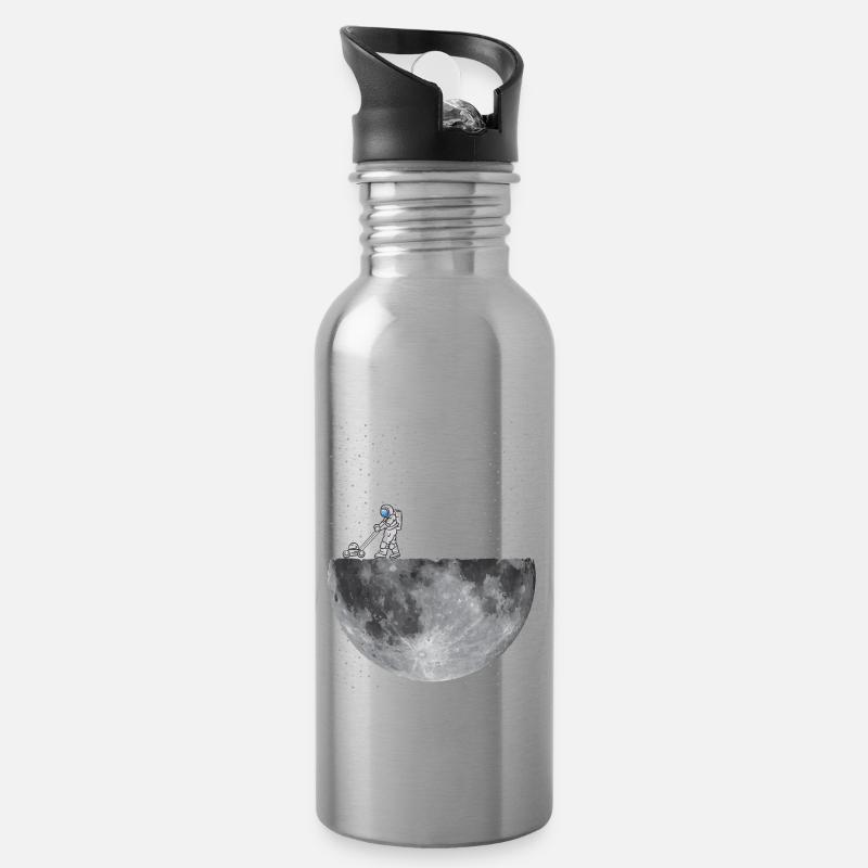 ASTRONAUT CLEANING THE MOON - Trinkflasche mit integriertem Trinkhalm - Lightsilver