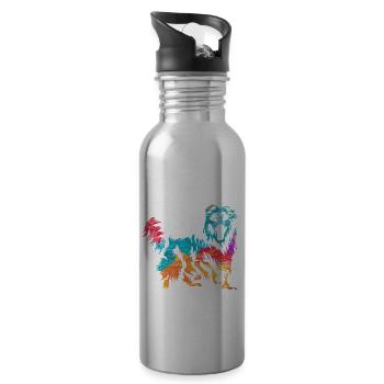Shetland Chien de berger Cadeau - Gourde avec paille intégrée - argent clair - Droite