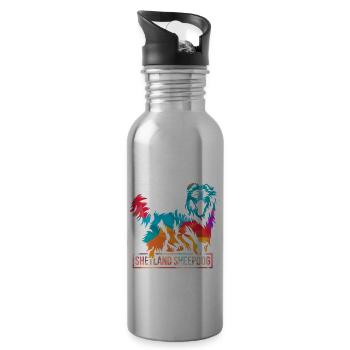 Shetland sheepdog - Water bottle with straw - silver - Right