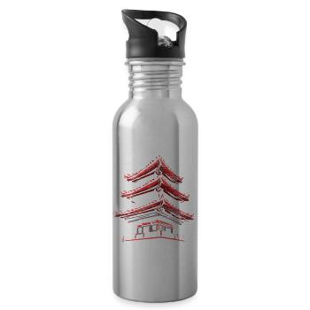 Cadeau Tokyo Japon - Gourde avec paille intégrée - argent clair - Droite